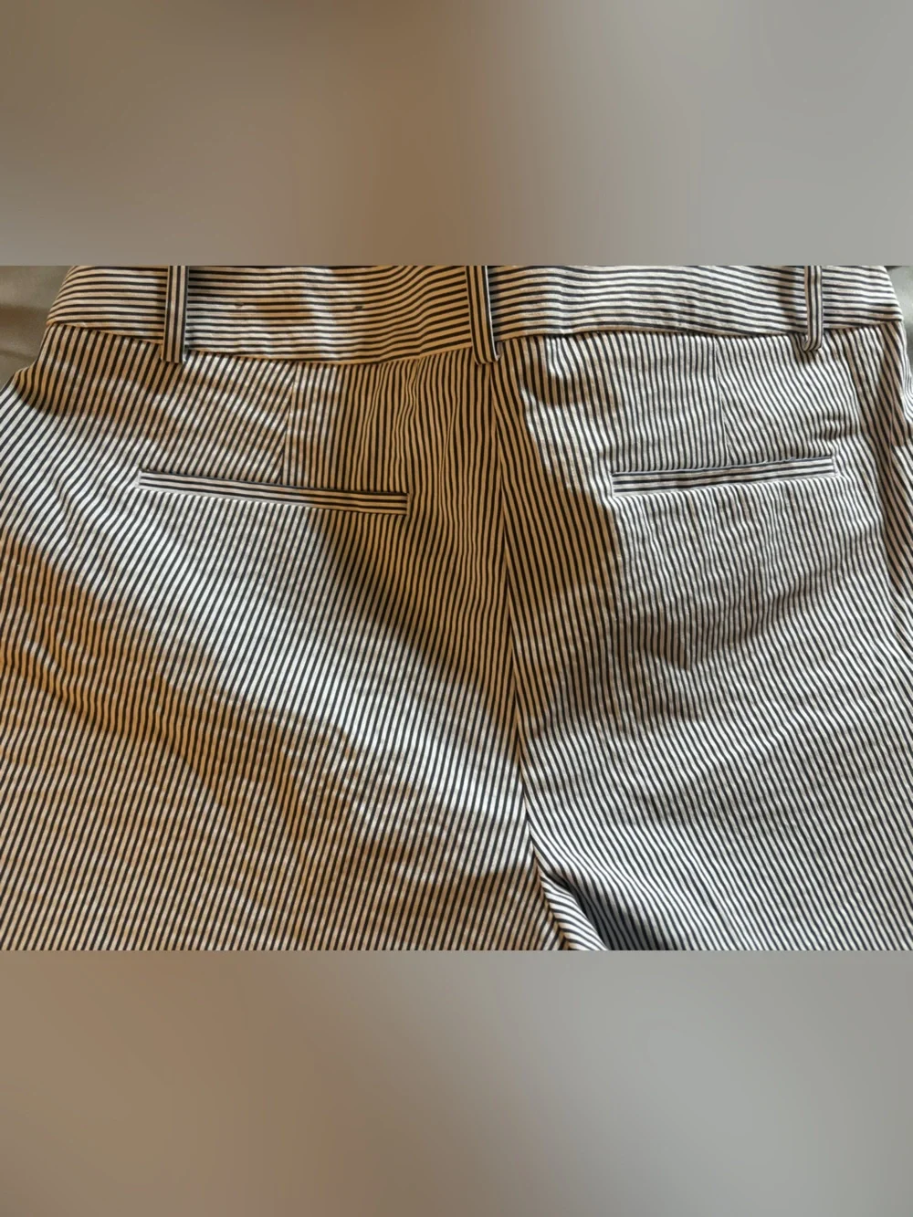 Ann Taylor Factory Signature Seersucker Ankle Pants Size 8 Blue & White Stripe